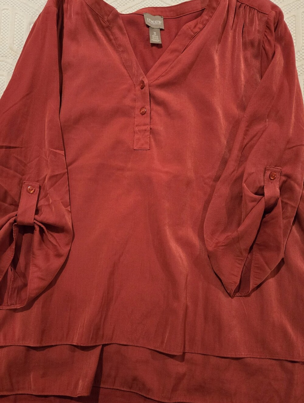 Chico's Red V-Neck Layered Blouse